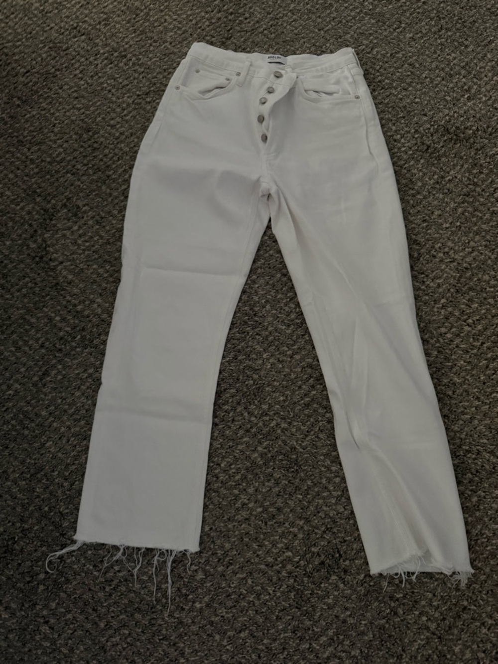 Agolde White High-Rise Button-Fly Cropped Jeans
